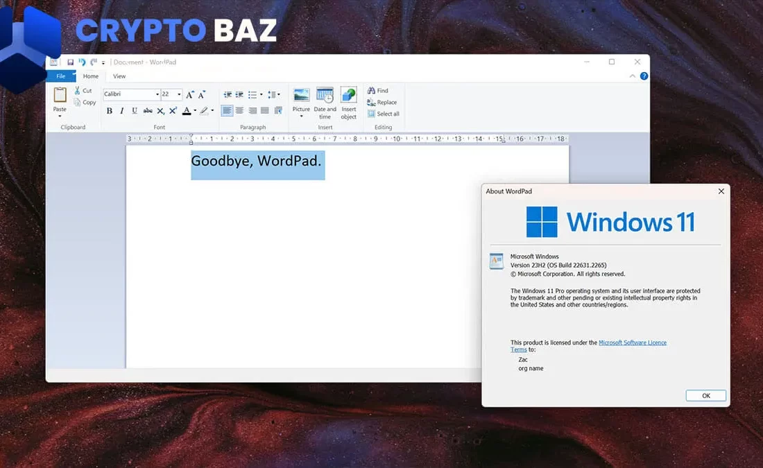 لورس :حذف WordPad از ویندوزهای ۱۱ به بعد | اخبار داغ 🔥🔥