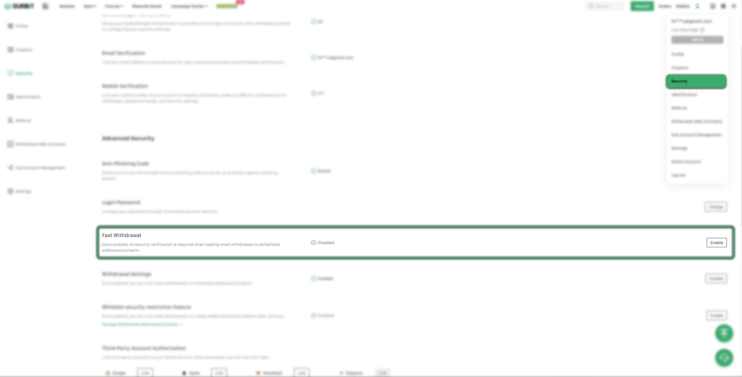 فعالسازی برداشت سریع در صرافی اوربیت