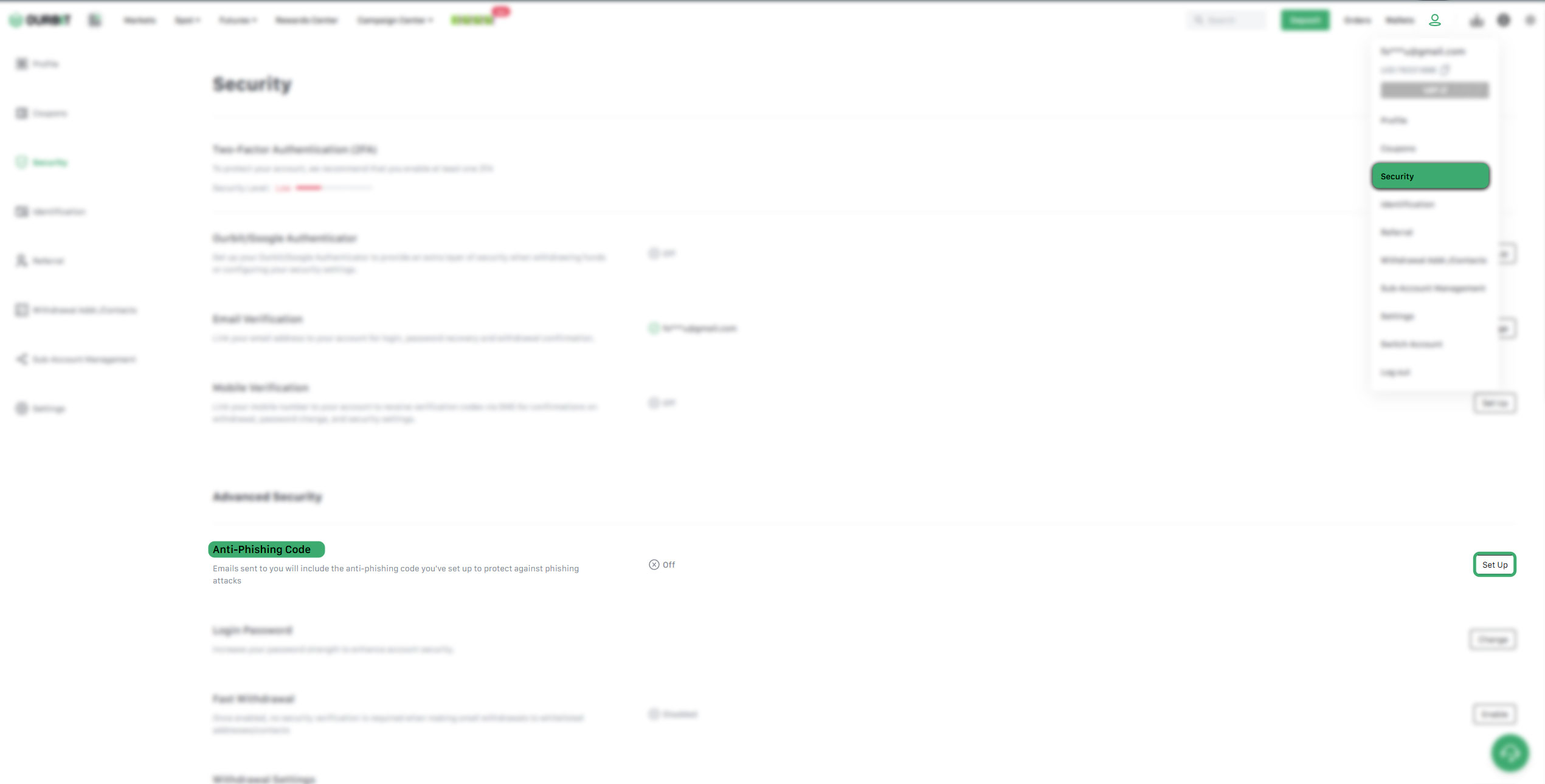 فعالسازی آنتی فیشینگ صرافی Ourbbit