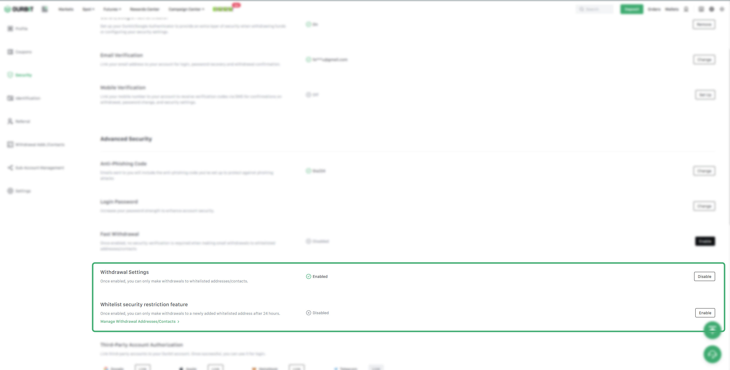 فعالسازی برداشت سریع در صرافی اوربیت