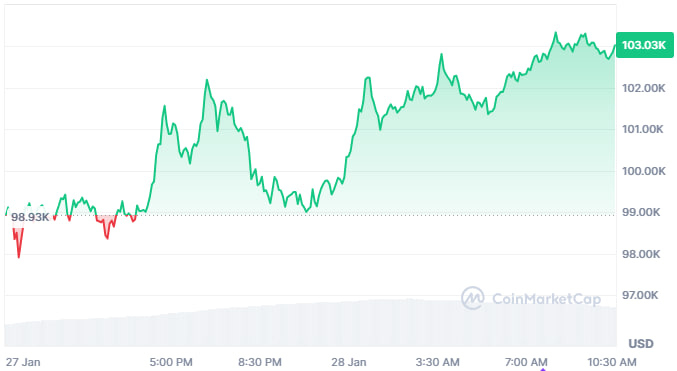 قیمت بیت‌کوین به بالای ۱۰۳ هزار دلار بازگشت! آغاز فاز دوم کشف قیمت؟