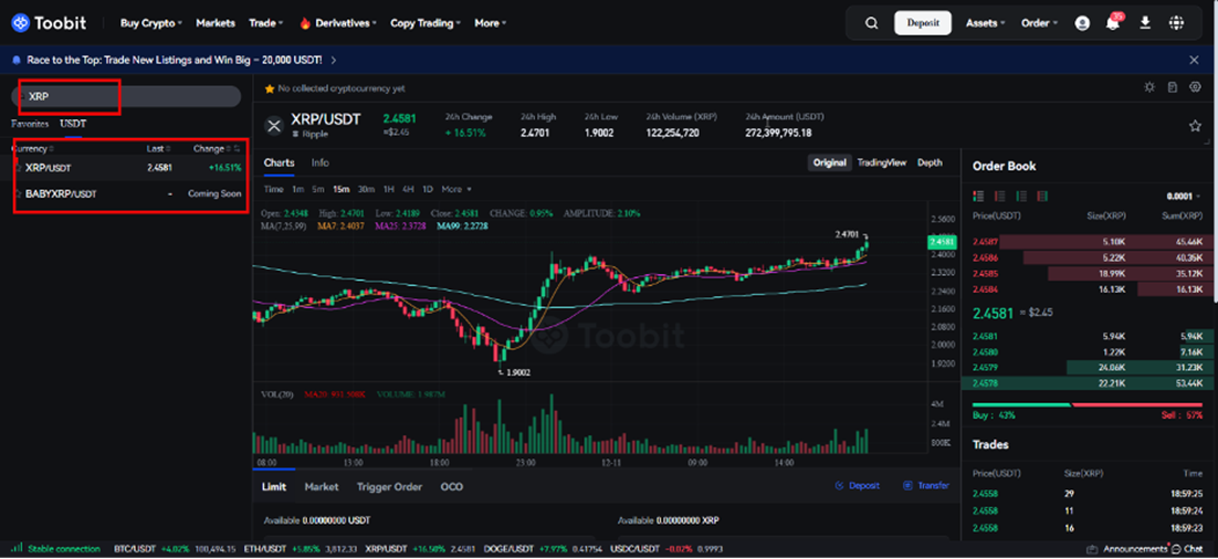 آموزش خرید ارز ریپل XRP از صرافی توبیت