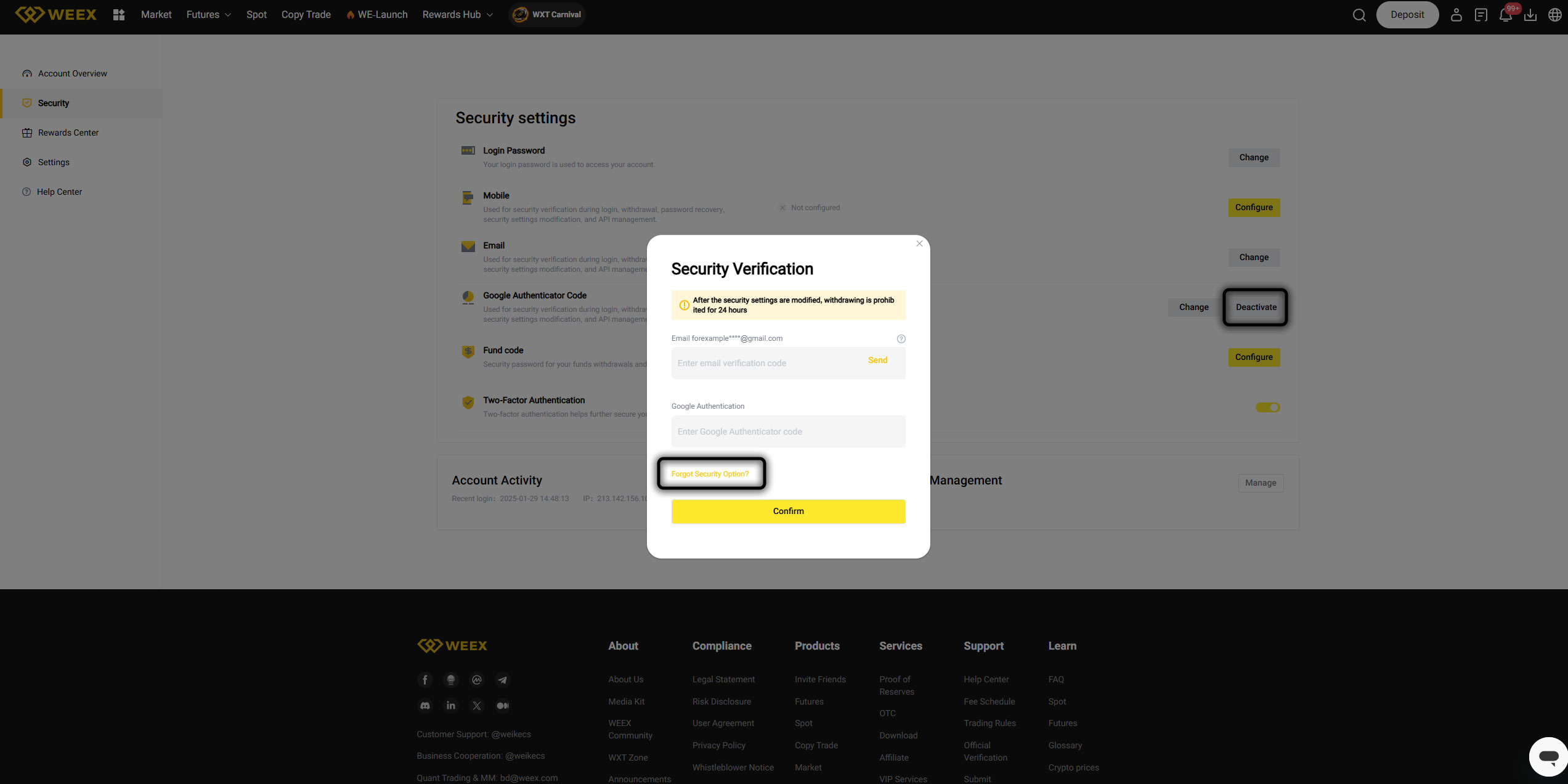 بازیابی گوگل اتنتیکیتور صرافی ویکس