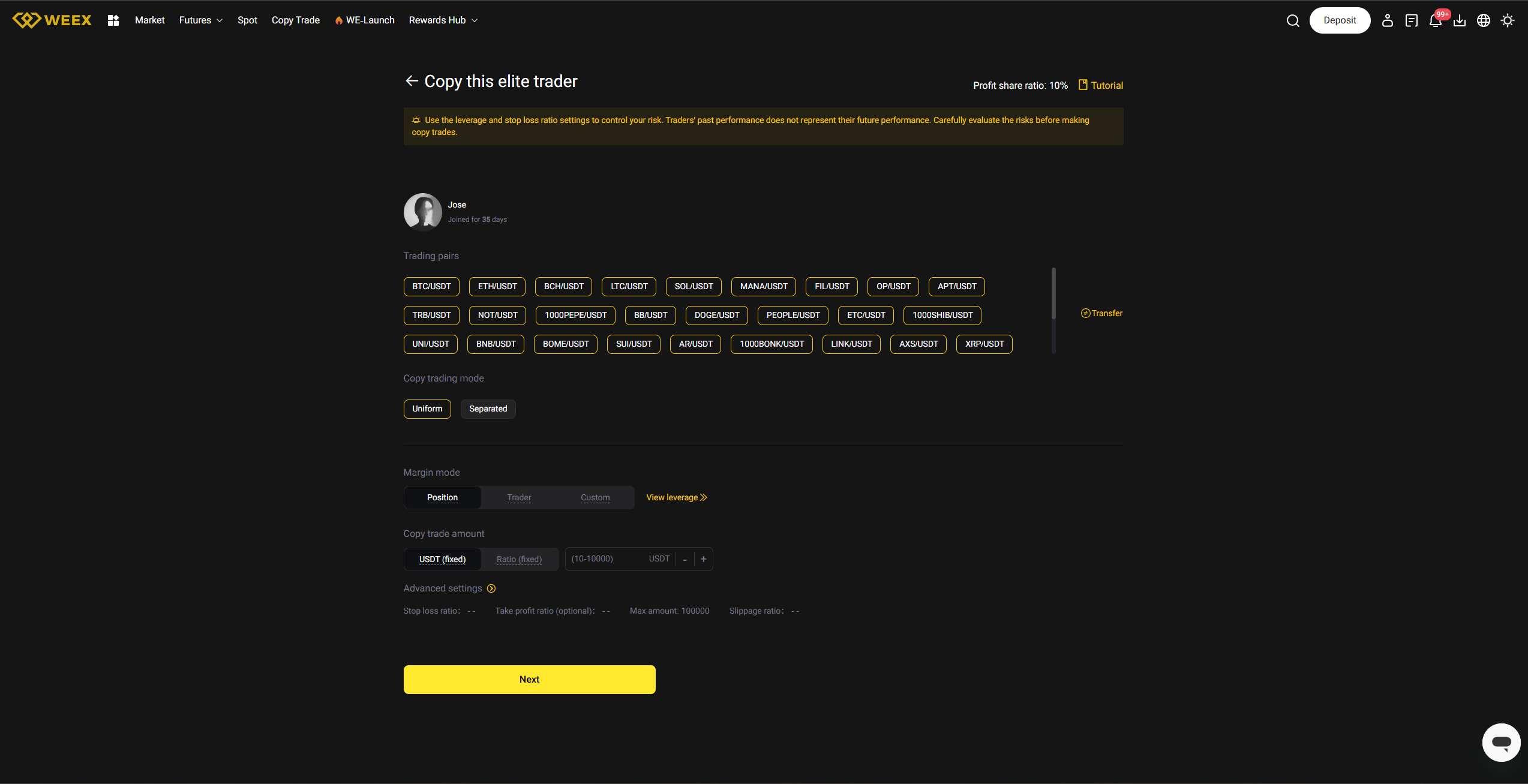 آموزش کپی ترید صرافی ویکس