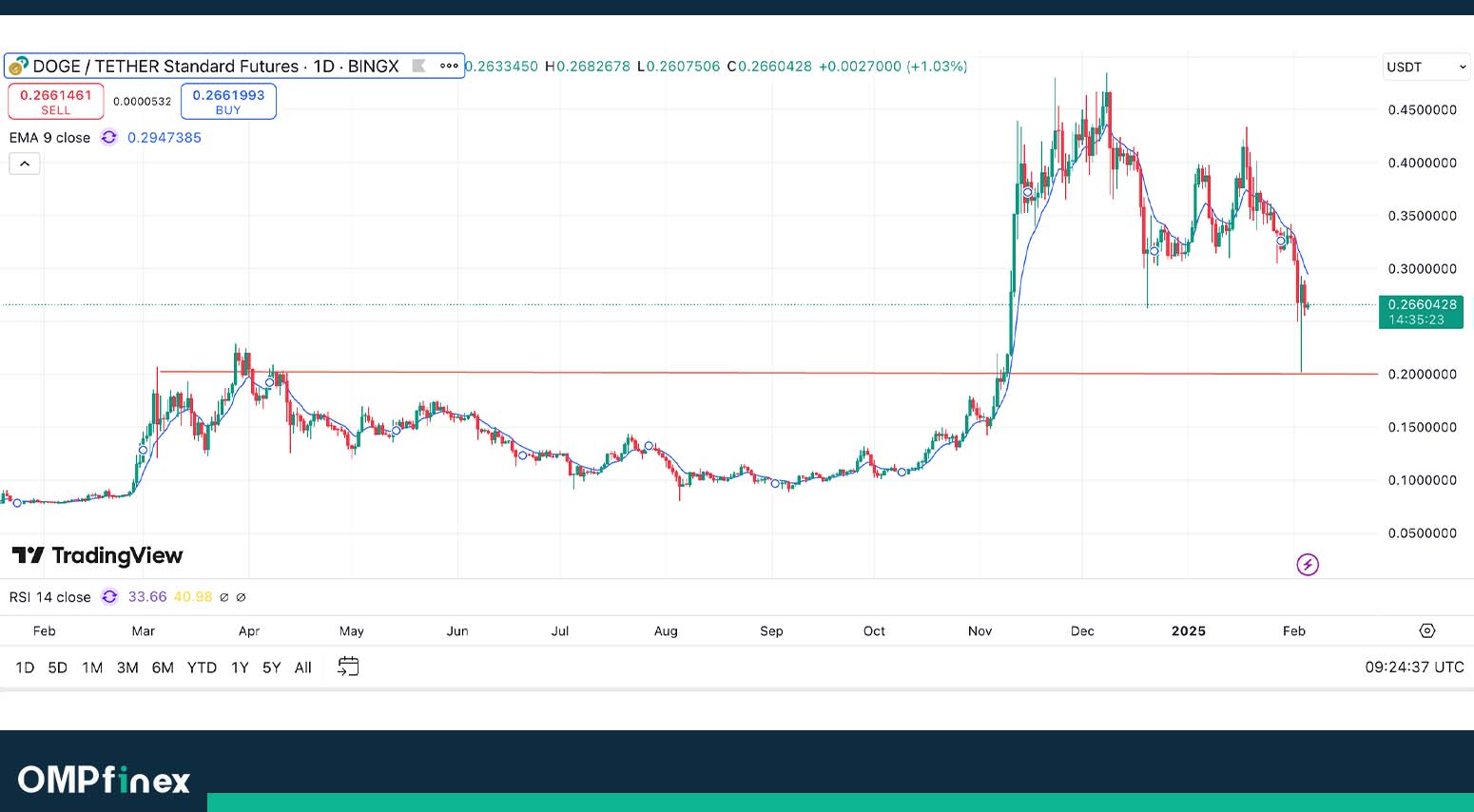 تحلیل دوج کوین امروز ۱۷ بهمن؛ فرود DOGE روی حمایت حیاتی