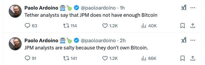 پاسخ پايولو آردینو به تحلیل‌گران جی‌پی‌مورگان در شبکه اجتماعی توییتر  