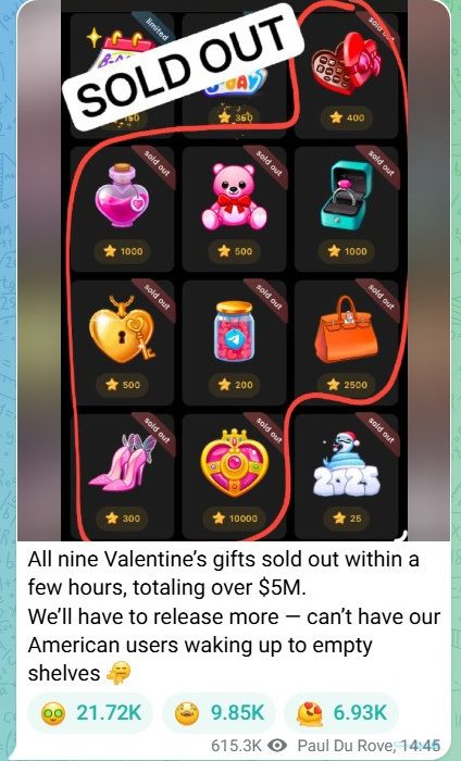 لورس :تلگرام در روز ولنتاین ۵ میلیون دلار هدیه دیجیتالی فروخته است؛ تمرکز بر وب۳ و NFTها