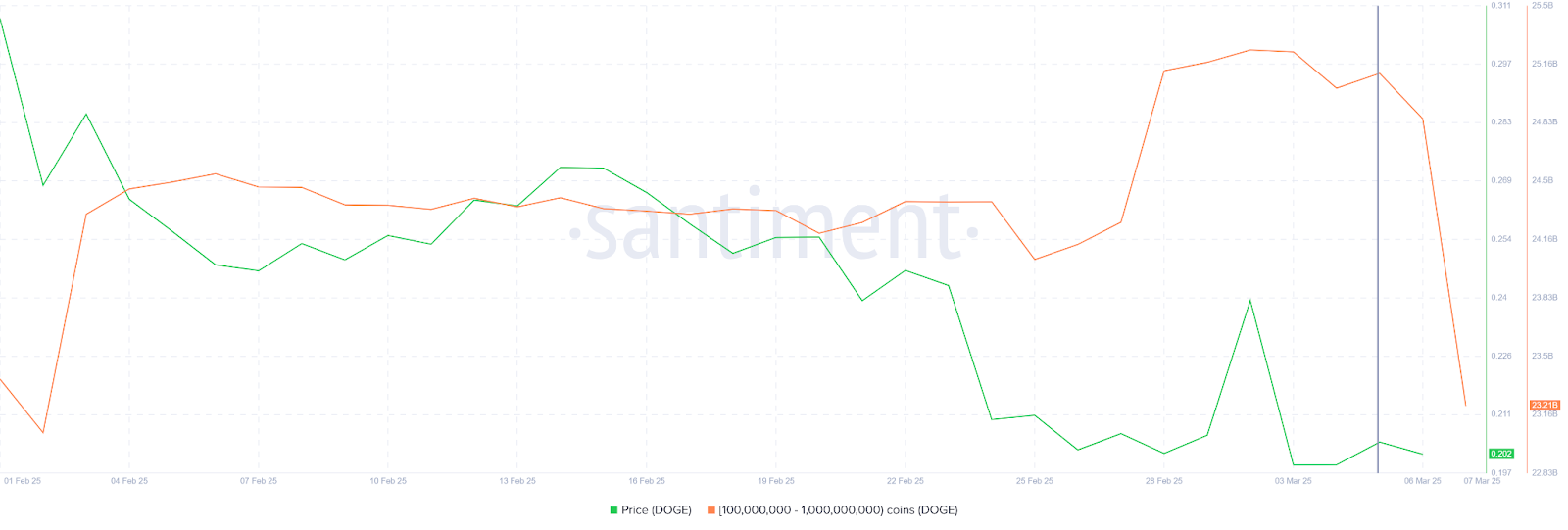 نمودار میزان دوج کوین هولدشده توسط نهنگها
