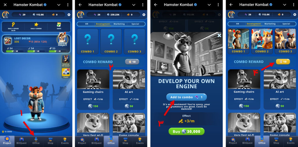 کارت های امروز همستر کامبت ۱۷ اسفند (بازی جدید Hamster GameDev)