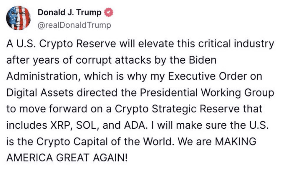 لورس :ترامپ: ذخایر استراتژیک آمریکا شامل سولانا، ریپل و کاردانو میشود!