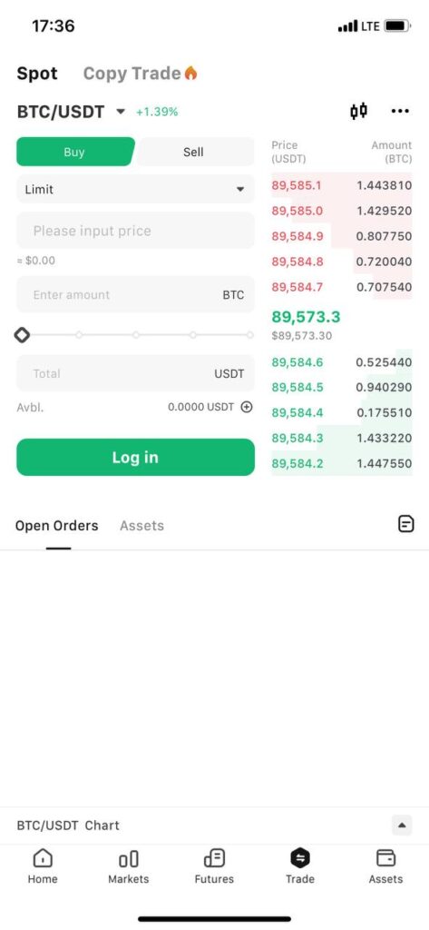 معامله اسپات در اپلیکیشن صرافی ویکس