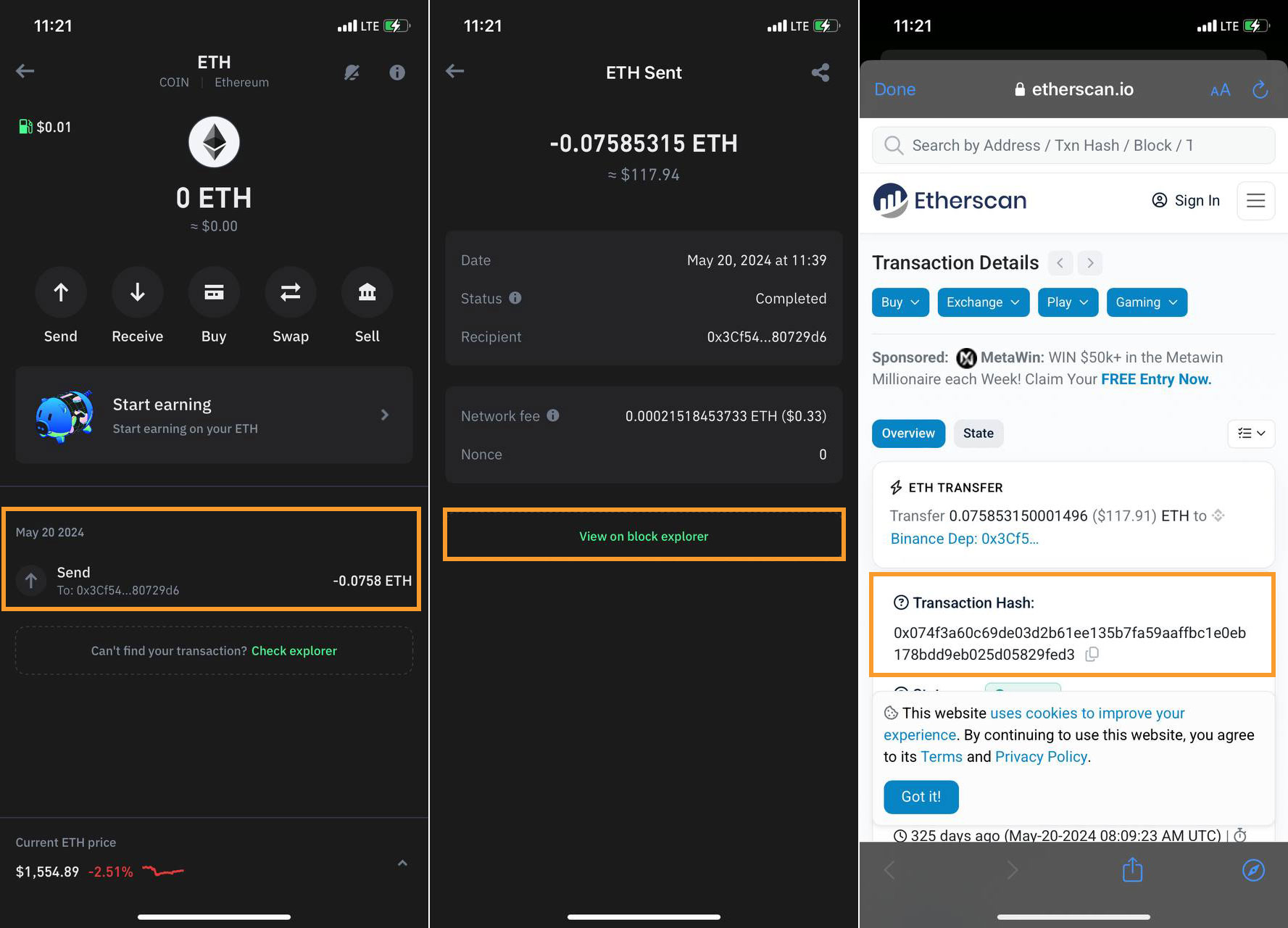 TXID در کیف پول تراست ولت