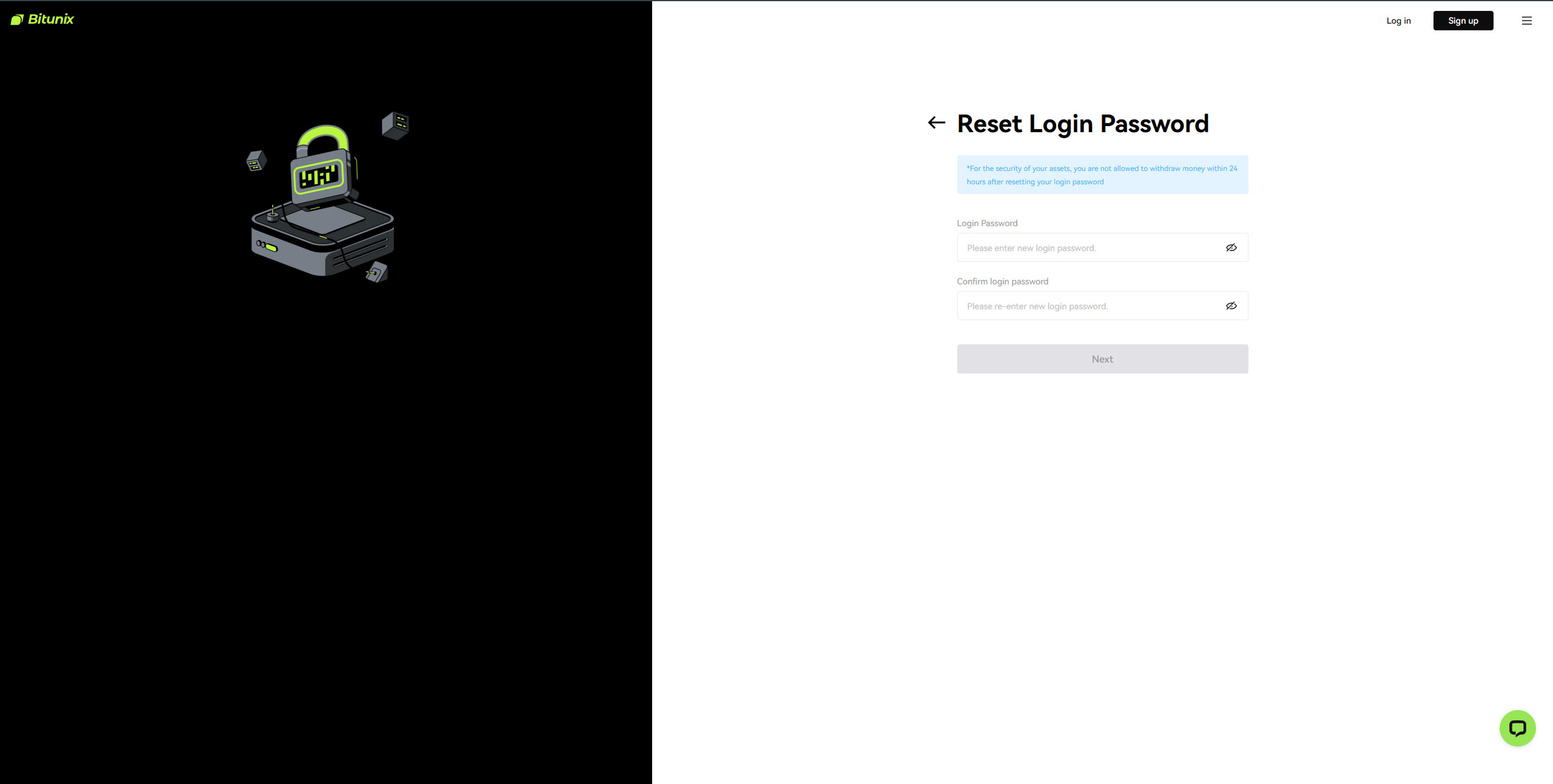 فراموشی رمز عبور صرافی بیت یونیکس