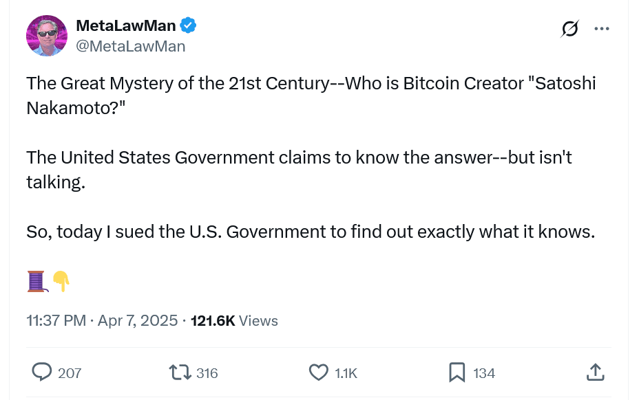 لورس :آیا دولت آمریکا هویت ساتوشی ناکاموتو را می‌داند؟