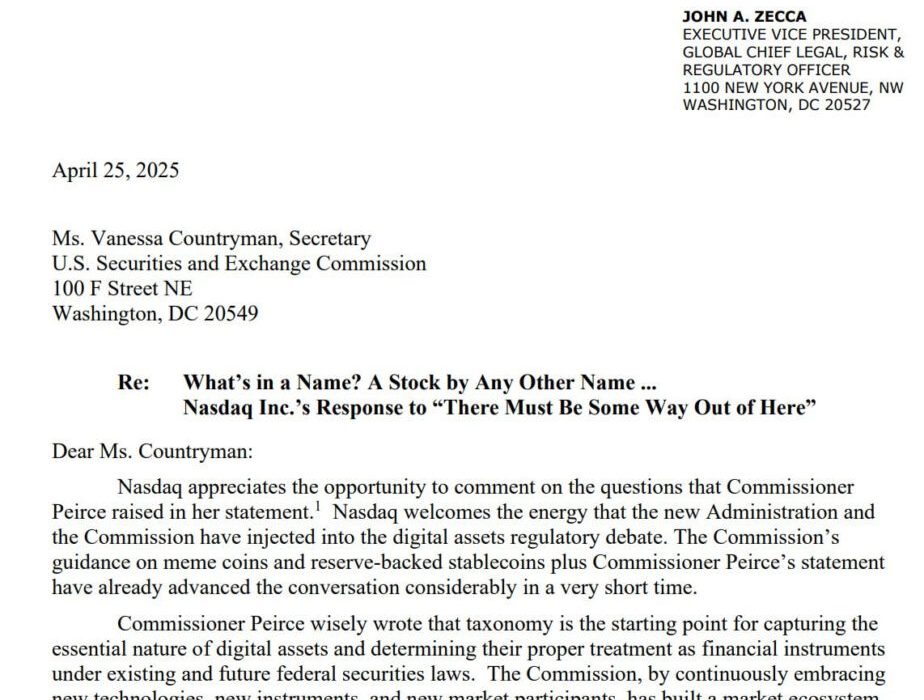 لورس :بورس نزدک آمریکا: بعضی از دارایی‌های دیجیتال ماهیت سهام دارند!