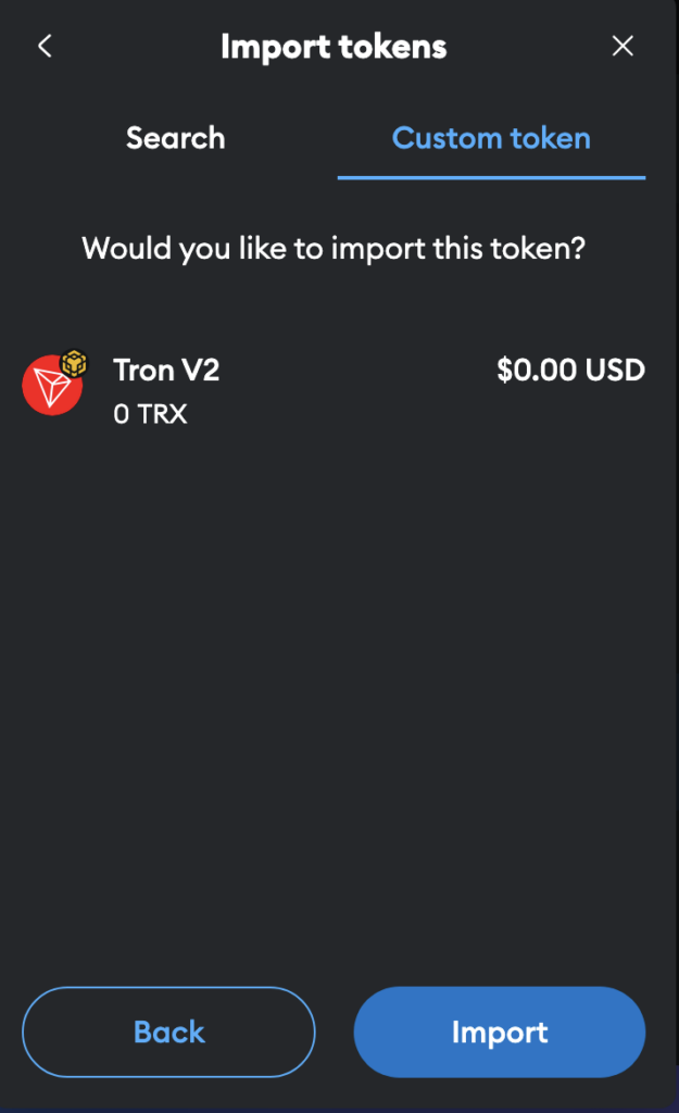 وارد کردن آدرس ترون در متامسک