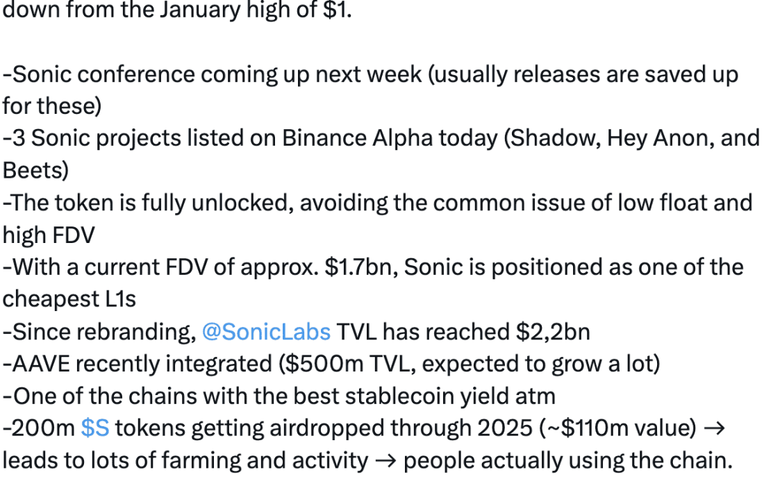 لورس :رشد ۱۵ درصدی سونیک (فانتوم سابق) بعد از ایردراپ در بایننس! رالی S شروع شده‌ است؟