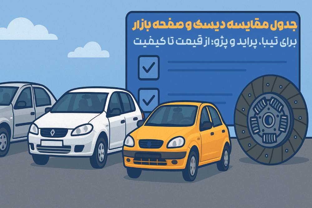 لورس :جدول مقایسه دیسک و صفحه بازار برای تیبا، پراید و پژو