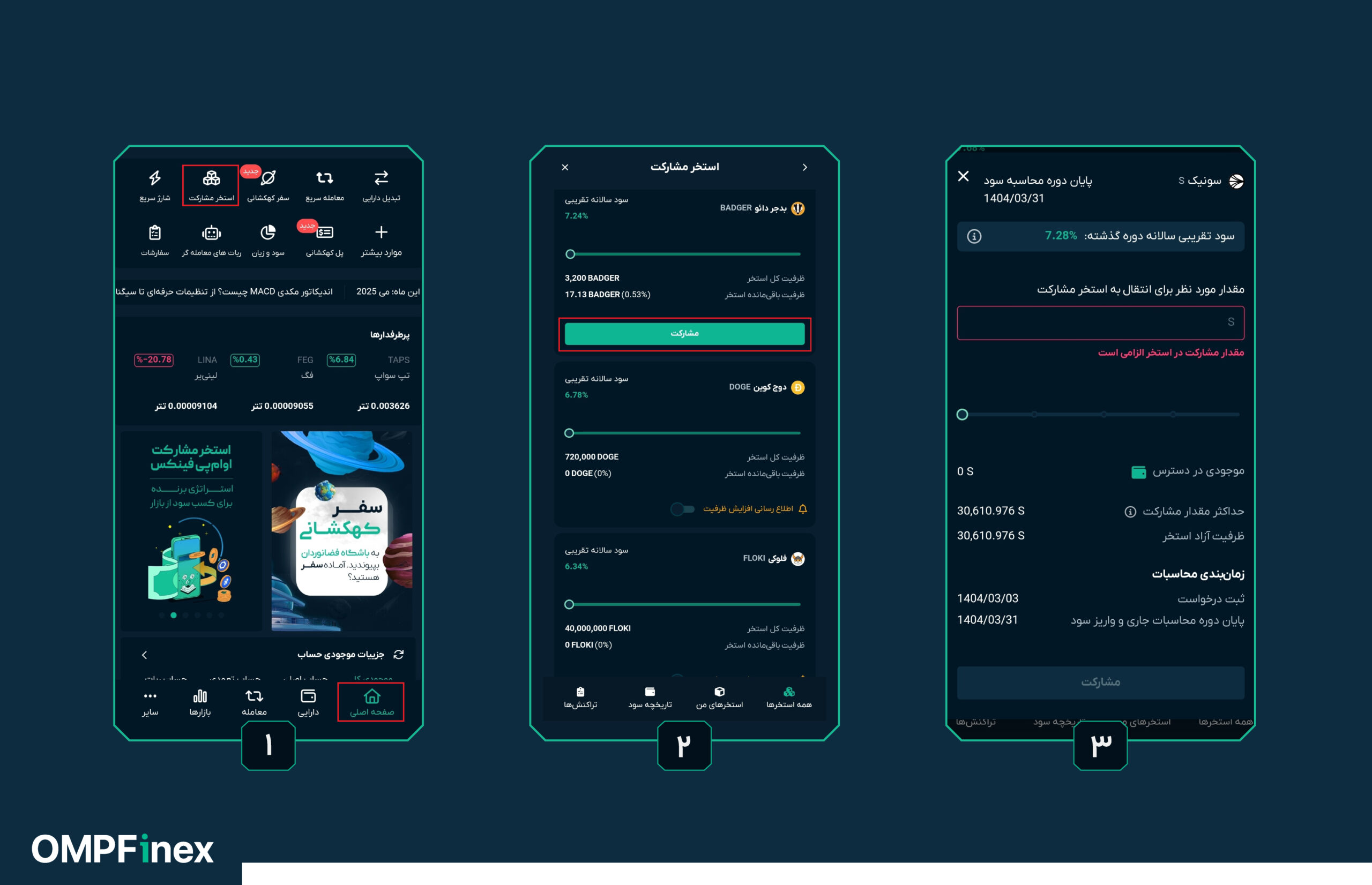 مراحل استیکینگ ارز دیجیتال در او ام پی فینکس