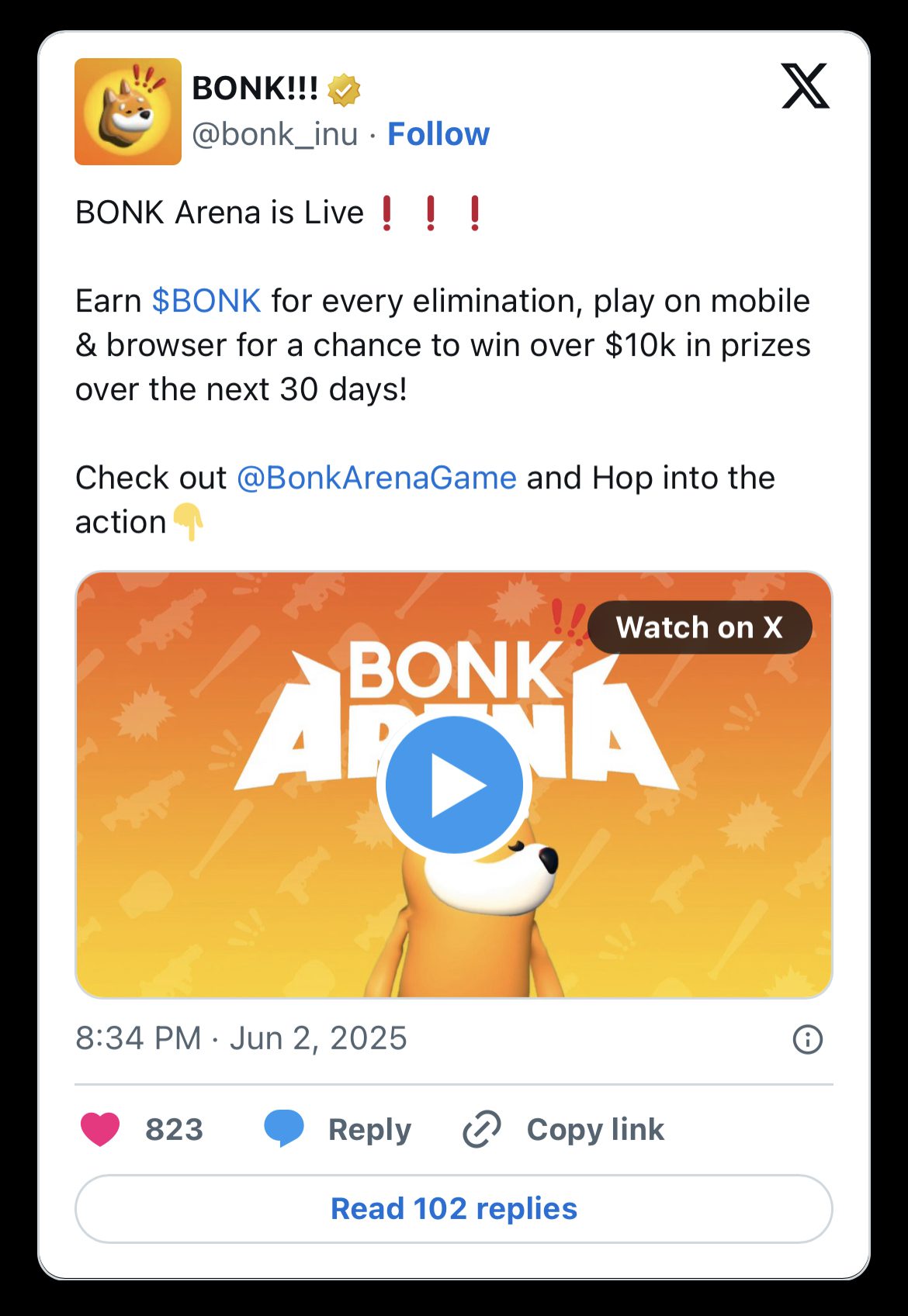 “رونمایی از Bonk Arena: اولین بازی رسمی میم‌کوین BONK با درآمد دلاری روی سولانا!”  
یا اگر می‌خواهید کوتاه‌تر و جذاب‌تر باشد:  
“Bonk Arena: بازی جدید میم‌کوین BONK با درآمد دلاری در سولانا!”  
این تیترها ساده، روان و یونیک هستند، با اهداف جستجوی کاربر هماهنگی دارند و حس کنجکاوی را برای کلیک و مطالعه بیشتر تحریک می‌کنند.