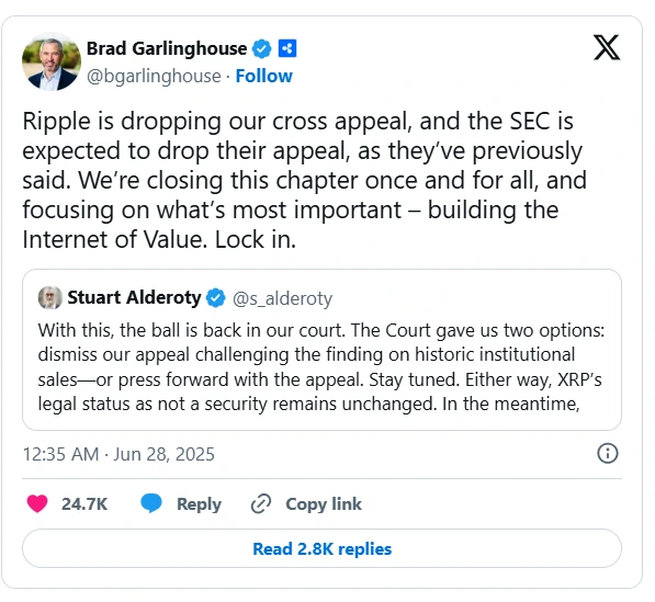 لورس :پایان درگیری ریپل و SEC: ریپل از شکایت متقابل منصرف شد!