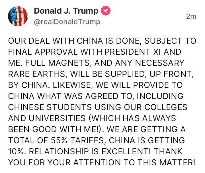 لورس :ترامپ: توافق آمریکا و چین انجام شد