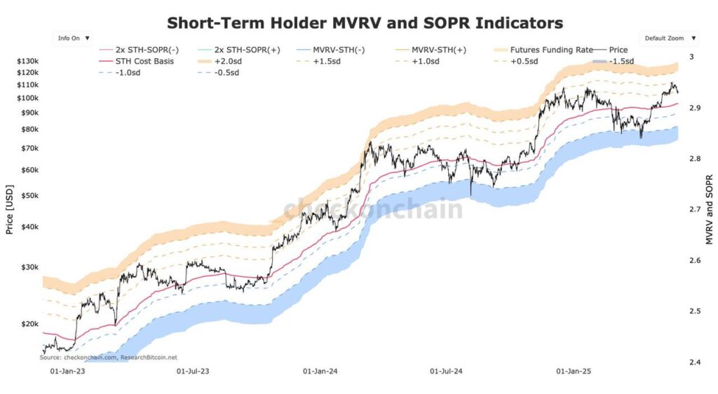 شاخص MVRV هولدرهای کوتاه‌مدت بیت کوین
