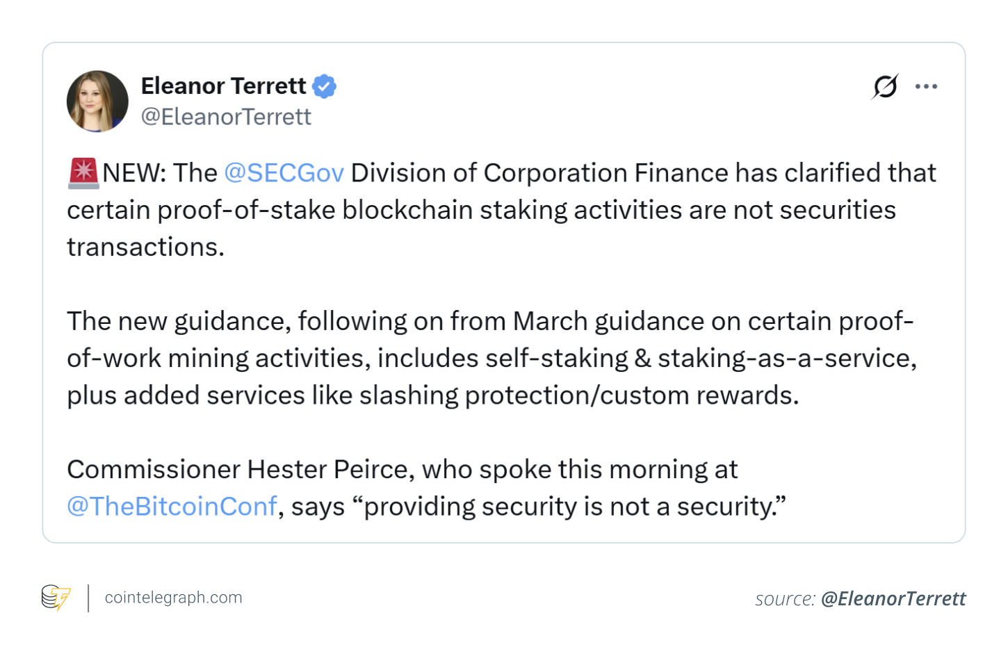 دستورالعمل SEC درباره استیکینگ ارزهای دیجیتال