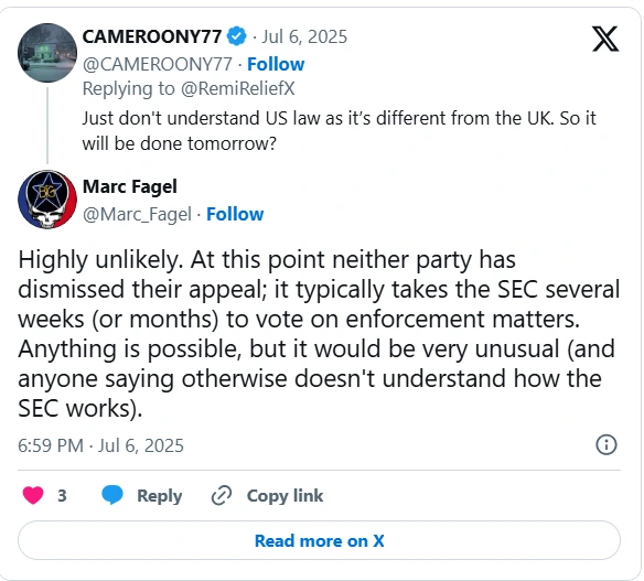 اخبار پرونده ریپل و SEC