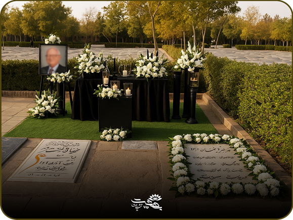 تزئین میز ترحیم در مشهد | دیزاین میز ترحیم شیک و لاکچری با تشریفات بهشت VIP